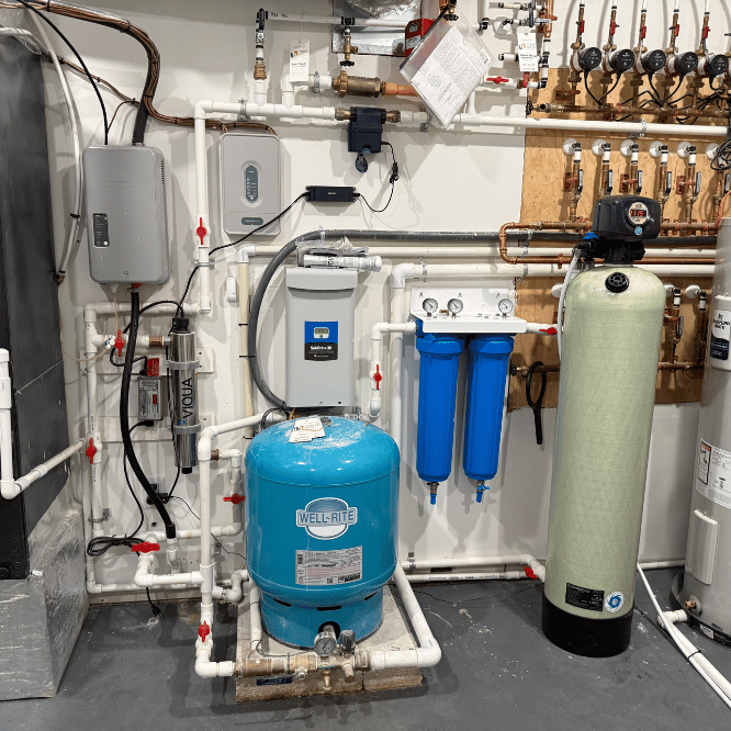 Photo of a Carbon Filter, UV light, & sediment filters for water treatment installed by Lifewell Water Solutions in Trappe, Md.